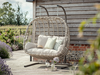 Bramblecrest Chedworth Sandstone Rattan Double Hanging Cocoon